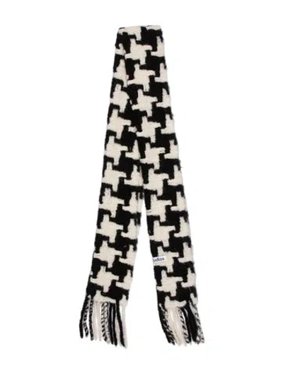 Pre-owned Acne Studios Houndstooth Print Scarf In White