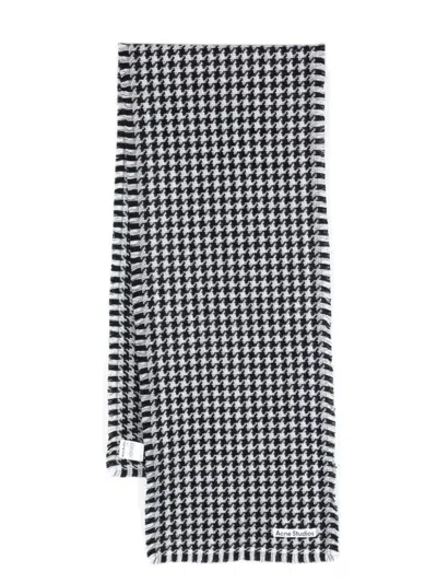 Acne Studios Houndstooth Wool Scarf In Black