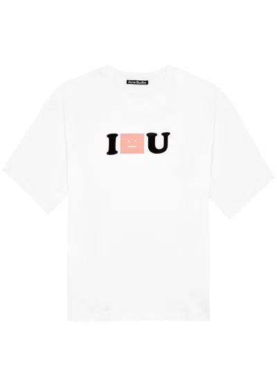 Acne Studios I Face You Printed Cotton T-shirt In White