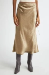 Acne Studios Satin Wrap Midi Skirt In Old Green