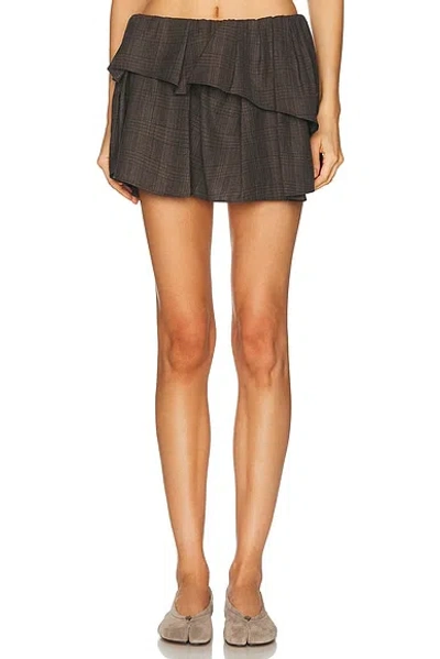 Acne Studios Ifelpa Mini Skirt In Brown & Black