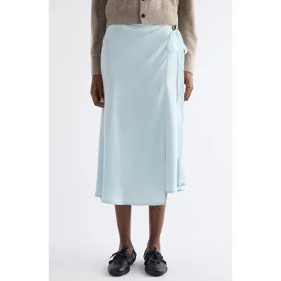 Acne Studios Igona Silk Satin Wrap Skirt In Blue