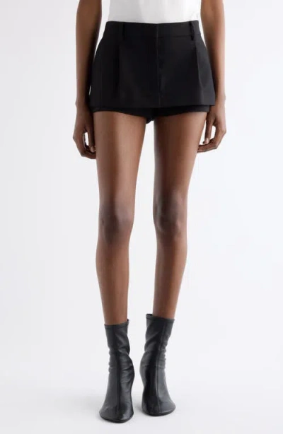 Acne Studios Ikka Layered Pleated Organic Cotton Sateen Miniskirt In Black