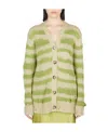 Acne Studios Distressed Stripe Cardigan In Nude