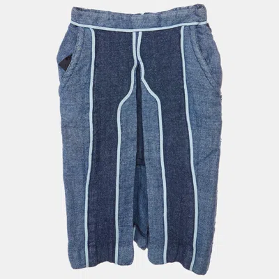 Acne Studios Indigo Paneled Linen Blend Kent Mini Skirt In Blue
