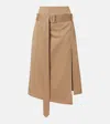 Acne Studios Innara Belted Cotton Twill Midi Skirt In Sand