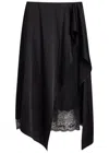 Acne Studios Inouka Asymmetric Satin Midi Skirt In Black