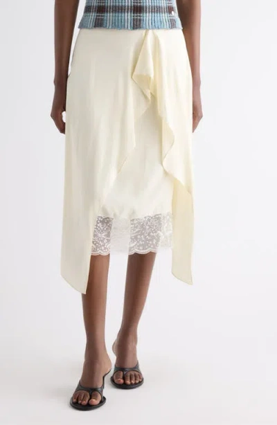 Acne Studios Inouka Layered Satin & Lace Skirt In Neutral