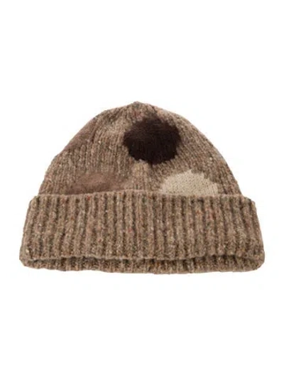Pre-owned Acne Studios Intarsia Maxi Polka Dot Beanie In Brown