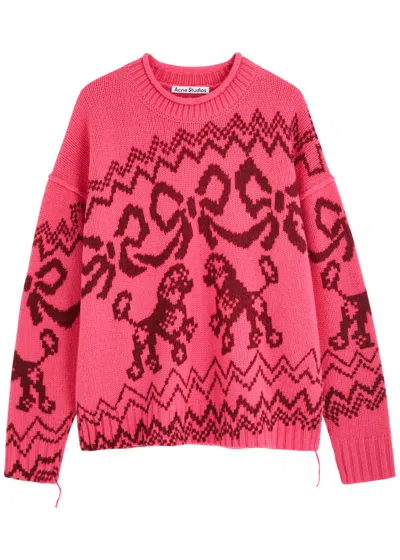 Acne Studios Intarsia Wool-blend Jumper In Pink