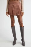 Acne Studios Asymmetric Pleated Woven Mini Skirt In Metallic Brown
