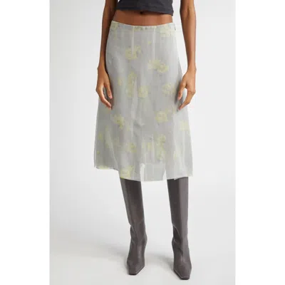 Acne Studios Floral Midi Skirt In Green