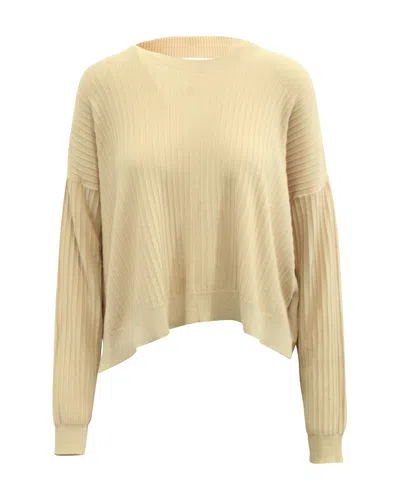 Acne Studios Issy Rib Long Sleeve Top In Beige Cotton