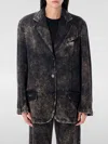 Acne Studios Women Single-breasted Printed Blazer In Beige