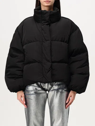 Acne Studios Womens Anthracite Black High-neck Zip-pockets Relaxed-fit Shell-down Jacket