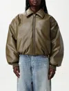 Acne Studios Faux Leather Zipped Bomber Jacket In Grün
