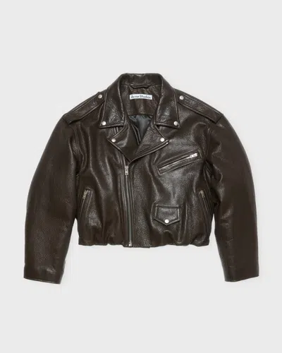 Acne Studios Jacka Biker Leather Mörkbrun