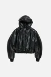 Acne Studios Hooded Faux Leather Jacket A90654le R In Black