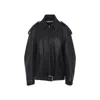 Acne Studios Leather Jacket With Belted Waist And Epaulettes In Black