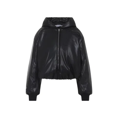 Acne Studios Hooded Long Sleeve Bomber Jacket In Black