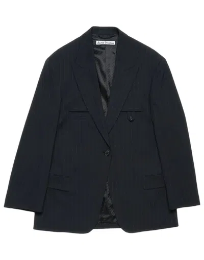 Acne Studios Double-breasted Pinstripe Jacket In Black