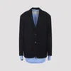 Acne Studios Navy Blue Single-breasted Jacket With Shirt Detail In Blue