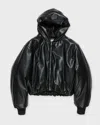 Acne Studios Hooded Faux Leather Jacket A90654le R In Black