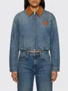 Acne Studios Women Denim Bomber Jacket Mid Blue In Blue