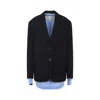 Acne Studios Single-breasted Layered Blazer In Blue