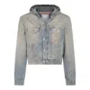 Acne Studios Mens Orayo Penicillin Hooded Denim Jacket Mid Blue Xl In Blue