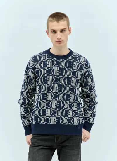 Acne Studios Jacquard Crewneck Sweater In Navy