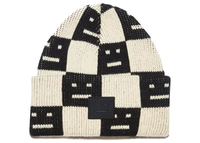Pre-owned Acne Studios Jacquard Knit Beanie In Black/oatmeal In Multi