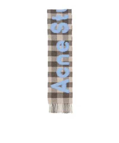 ACNE STUDIOS JACQUARD-LOGO CHECKED SCARF