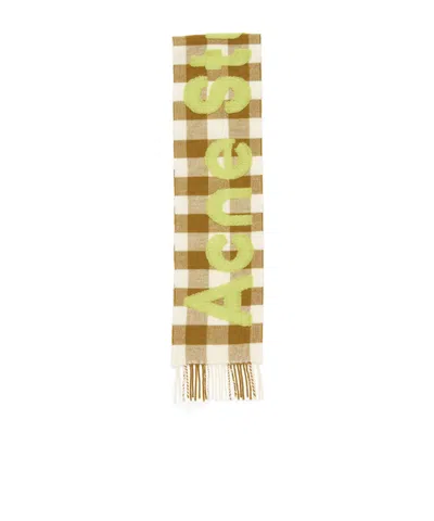 Acne Studios Jacquard-logo Checked Scarf In Multicolor