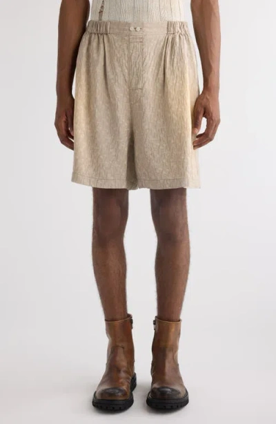 Acne Studios Jacquard Relaxed Wide Leg Shorts In Warm Grey