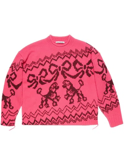 Acne Studios Jacquard Sweater In Pink