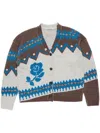 Acne Studios Jacquard Wool Cardigan In Brown