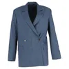 Acne Studios Jamalik Double-breasted Blazer In Navy Blue Polyester In Blue