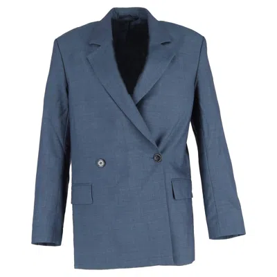 Acne Studios Jamalik Double-breasted Blazer In Navy Blue Polyester
