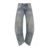 Acne Studios Distressed Low Waist Cotton Jeans In Blue