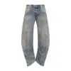 Acne Studios Distressed Low Waist Cotton Jeans In Blue