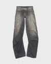 Acne Studios 2006 Paint-splattered Low-rise Barrel-leg Jeans In Black