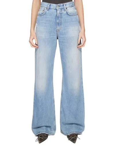 Acne Studios Distressed High-rise Wide-leg Organic Jeans In Blue