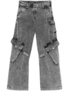 Acne Studios Straight Cargo Jeans In Grey