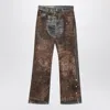 Acne Studios Wide Leg Patchwork Jeans With Button And Loops