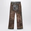 Acne Studios Wide Leg Patchwork Jeans With Button And Loops In Brown
