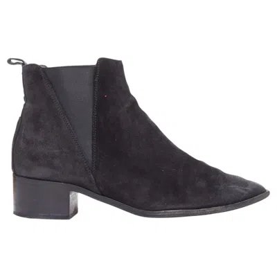 Pre-owned Acne Studios Jensen Black Suede Geometric Gusset Boots Eu38