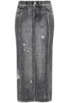 Acne Studios Printed Stretch Cotton Midi Skirt In Gray