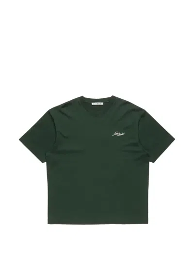 Acne Studios Jersey T-shirt With Logo In Grün