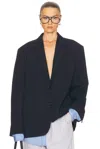 Acne Studios Julaga Layered Fluid Pinstripe Blazer In Blue